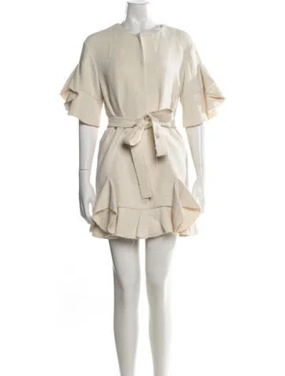 Pre-owned Goen J Crew Neck Mini Dress In Neutral