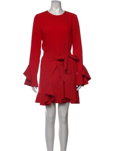 Pre-owned Goen J Crew Neck Mini Dress In Red
