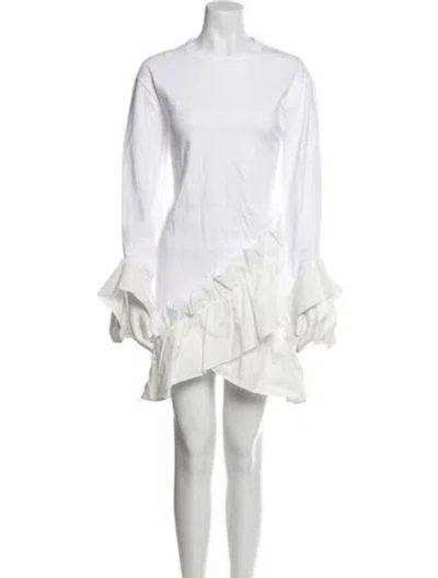 Pre-owned Goen J Crew Neck Mini Dress In White