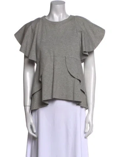 Pre-owned Goen J Crew Neck Short Sleeve Blouse In Gray