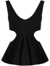 Goen J Cut-out Ruffled Top In Black