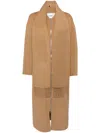 Goen J Detachable-muffler Zip-up Coat In Neutrals