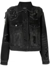 Goen J Distressed Denim Jacket In Black
