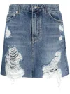 Goen J Distressed Denim Skirt In Blue