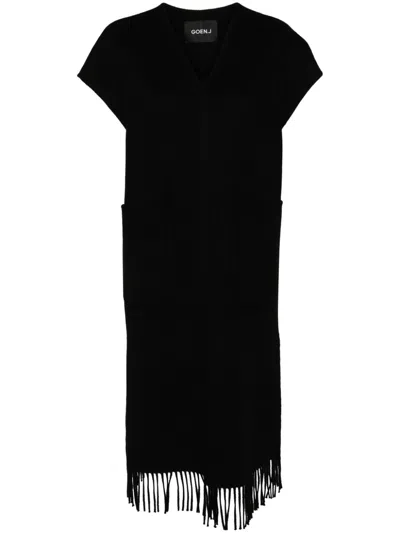 Goen J Double-faced Fringed Dress In Black