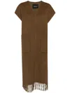 Goen J Double-faced Fringed Dress In Brown