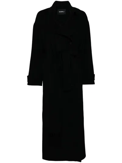 Goen J Double-faced One-side Muffler Coat In Black