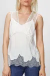 GOEN J DOUBLE LAYERED LACE TRIMMED CAMISOLE IN IVORY
