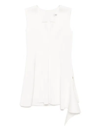 Goen J Draped V-neck Sleeveless Top In White
