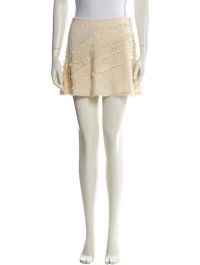 Pre-owned Goen J Embroidered Accent Mini Skirt In Neutral