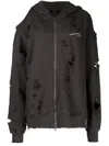 Goen J Embroidered-logo Distressed Hoodie In Grey