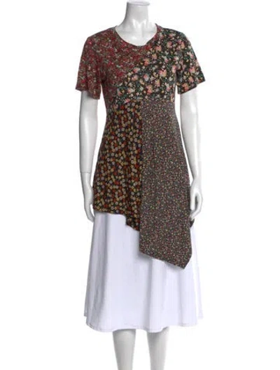 Pre-owned Goen J Floral Print Crew Neck Tunic In Black