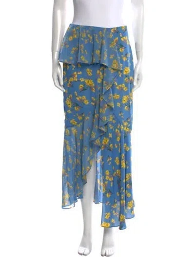 Pre-owned Goen J Floral Print Midi Length Skirt In Blue