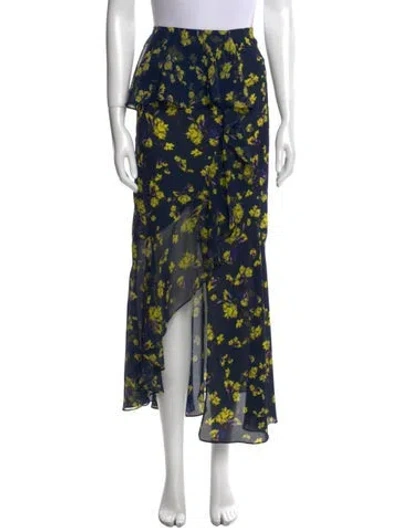 Pre-owned Goen J Floral Print Midi Length Skirt In Multi