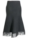 Goen J Fringed A-line Wool-blend Skirt In Grey