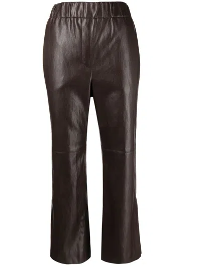 Goen J High Waist Cropped Trousers In Brown