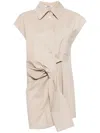 Goen J Knot-detail Stretch Shirt Dress In Neutrals