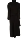 Shop Goen J Knot Detailed Cape-effect Dress In Brown
