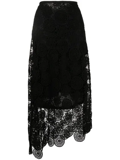 Goen J Lace Detail Maxi Skirt In Black
