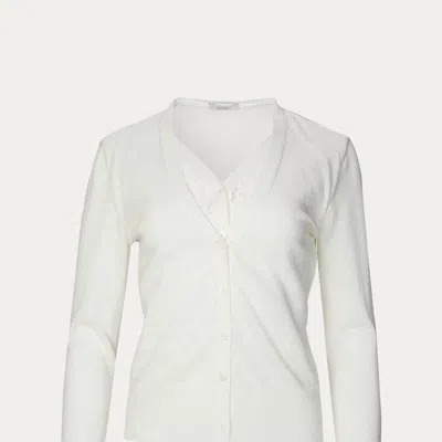 Goen J Lace Paneled Cardigan In Ivory In White