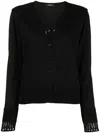 Goen J Lace-panelled V-neck Cardigan In Black