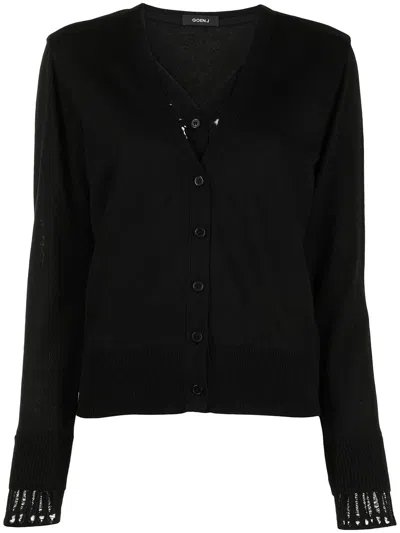 Goen J Lace-panelled V-neck Cardigan In Black