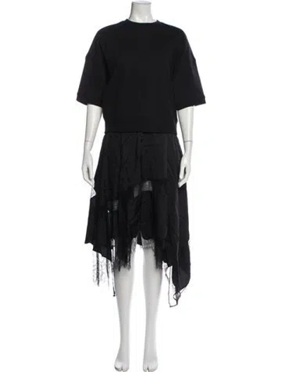 Pre-owned Goen J Lace Pattern Midi Length Dress In Black