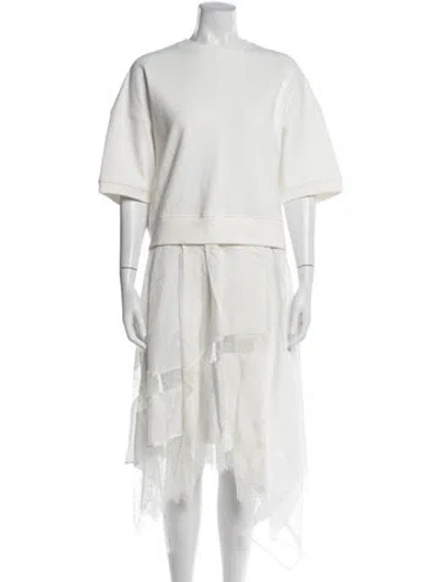 Pre-owned Goen J Lace Pattern Midi Length Dress In Neutral