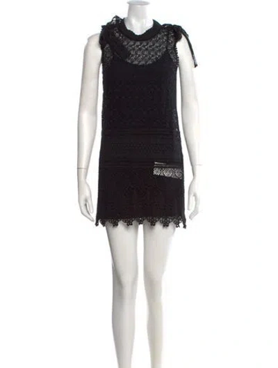 Pre-owned Goen J Lace Pattern Mini Dress In Black