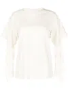 Goen J Lace-sleeve Crew Neck T-shirt In White