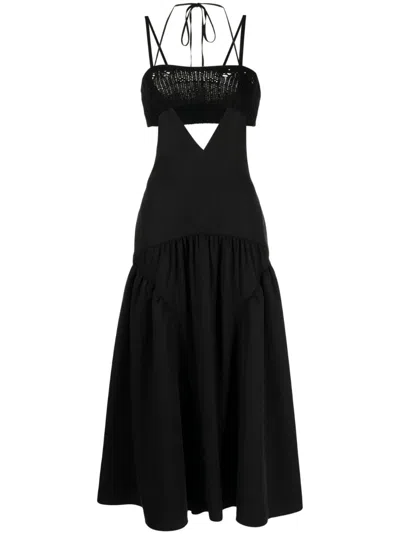 Goen J Layered Crochet-top Dress In Black