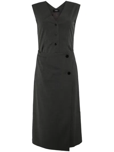 Goen J Layered Cropped Front Vest Panel Dress In 灰色