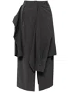Goen J Layered Shirt-detail Midi Skirt In Grey
