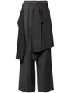 Goen J Layered Shirt Raw-edge Cut Pants In Grey