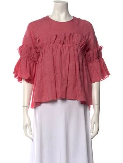 Pre-owned Goen J Linen Crew Neck Top In Pink