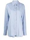 Goen J Metallic-threading Striped Shirt In Blau