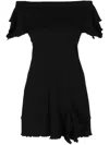 Goen J Off-shoulder Ruffle-trim Mini Dress In Black