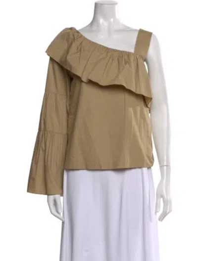 Pre-owned Goen J One-shoulder Long Sleeve Top In Neutral