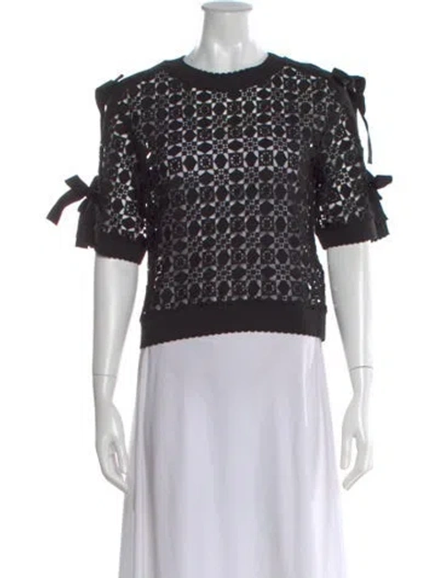 Pre-owned Goen J Patterned Crew Neck Top In Black