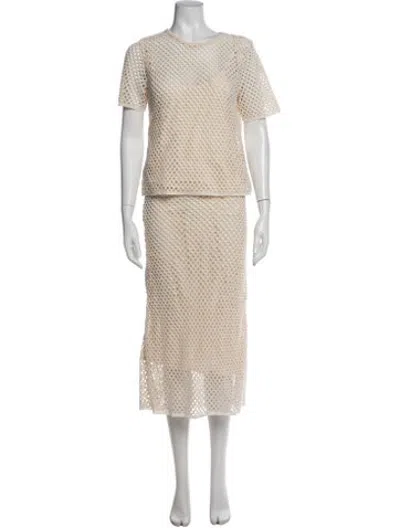 Pre-owned Goen J Patterned Skirt Set In Neutrals