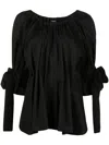 Goen J Pleated Peplum Blouse In Black