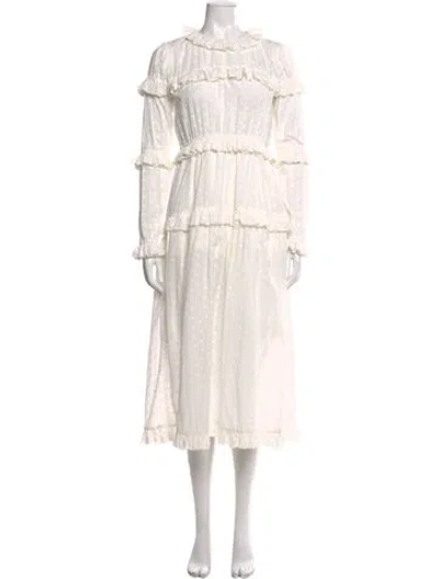 Pre-owned Goen J Polka Dot Print Long Dress In Neutral