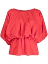 Goen J Puff-sleeved Flared Blouse In Red