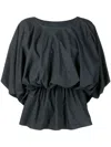 Goen J Puff-sleeved Flared Blouse In Blue