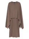 Goen J Ribbed Cape Dress In Brown