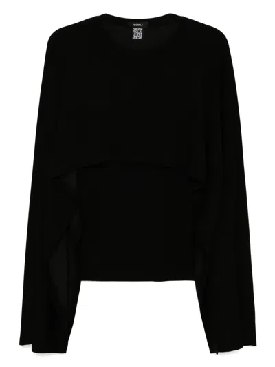 Goen J Ribbed Cape Top In Black