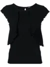 Goen J Ruffled Pleated Vest In Black
