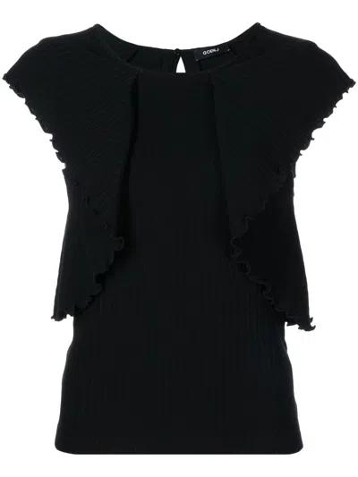 Goen J Ruffled Pleated Vest In Black