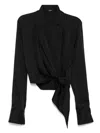 Goen J Shawl Lapel Blouse In Black