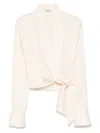 Goen J Shawl Lapel Blouse In Neutrals